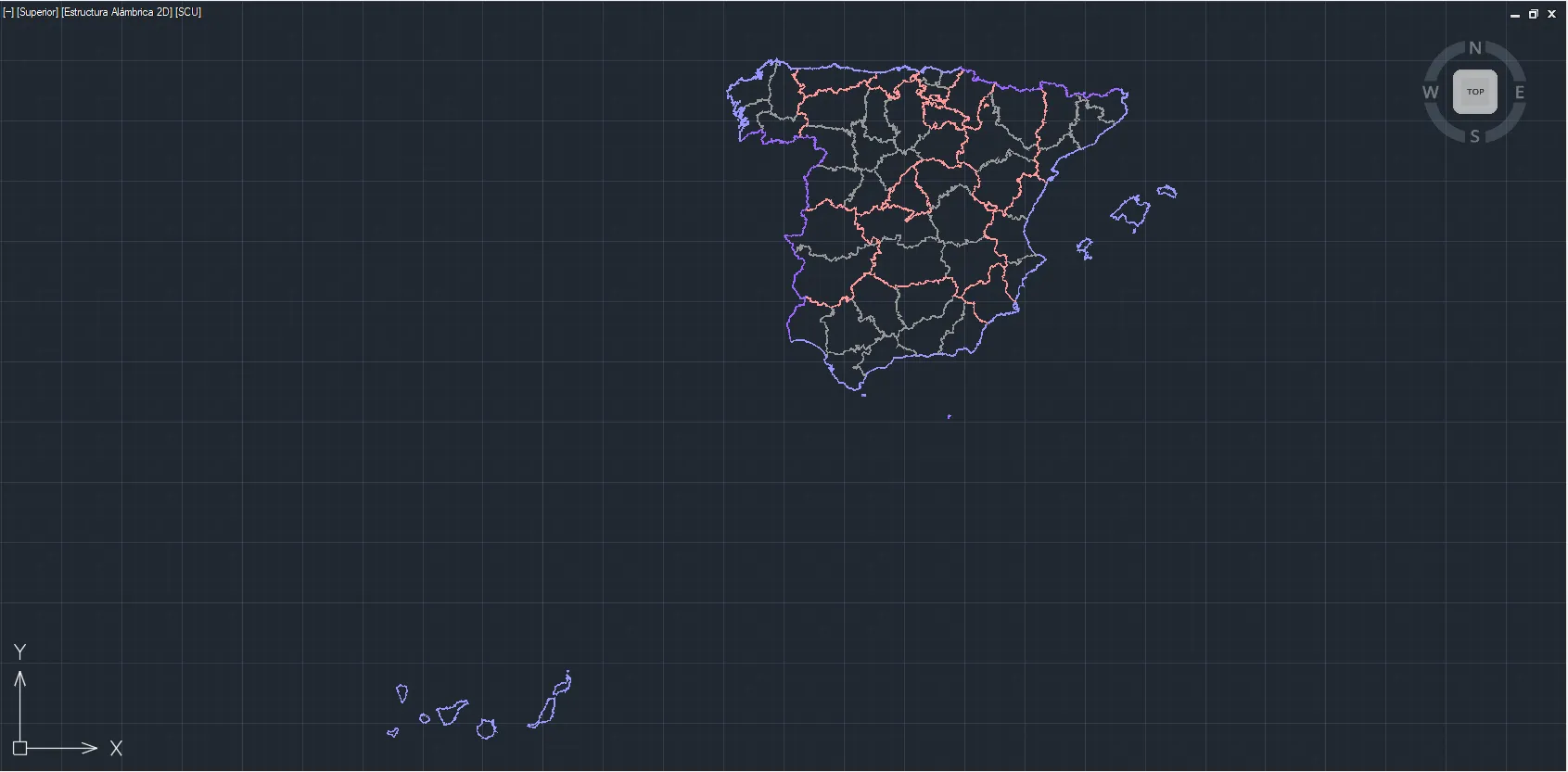 Vista del dibujo con la cartografía del Catastro de toda España tras aplicar Zoom a extensión WMS